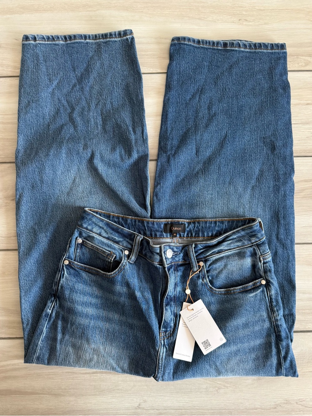 Quince Bella Stretch Barrel Jeans Blue Size 28 NWT - Picture 8 of 12